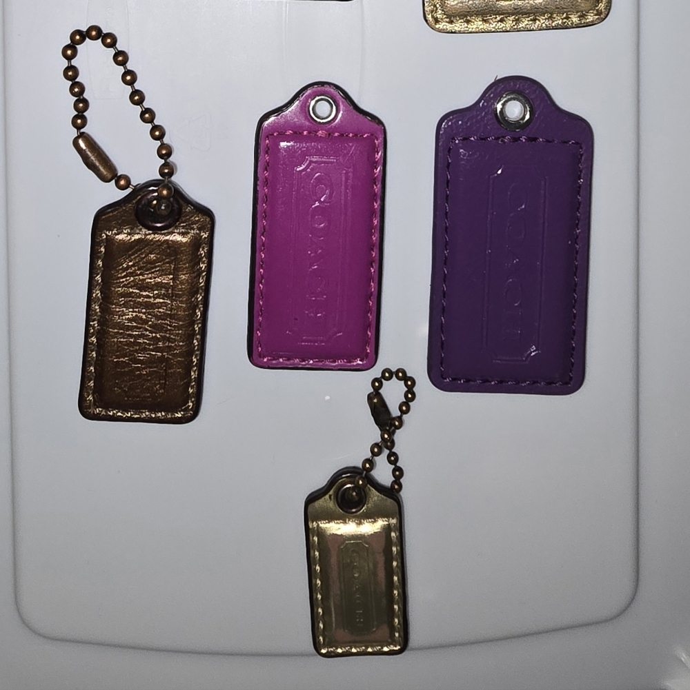Coach Multicolor Leather Bag Charms - Gold, Purple, Pink, Brown - Picture 2 of 3